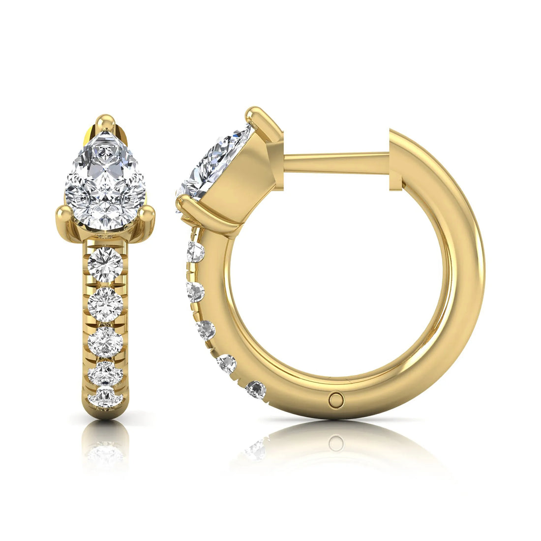 OctaPearl Pear Pavé Lab Grown Diamond Huggie Hoop Earrings
