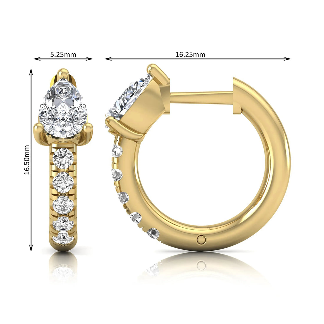 OctaPearl Pear Pavé Lab Grown Diamond Huggie Hoop Earrings