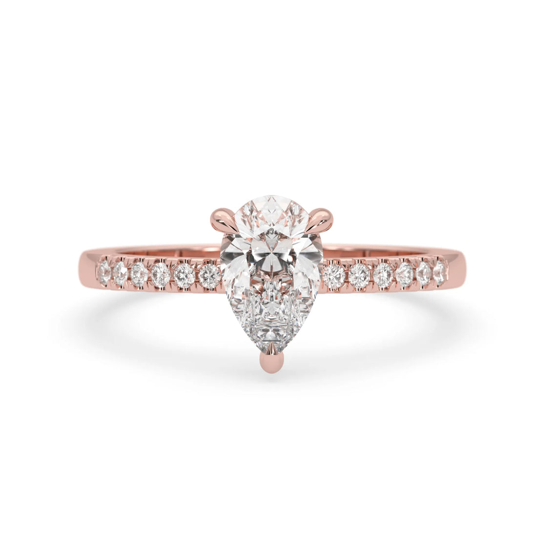 OctaPearl 1.5 ct Pear Lab Grown Diamond Pavé Engagement Ring