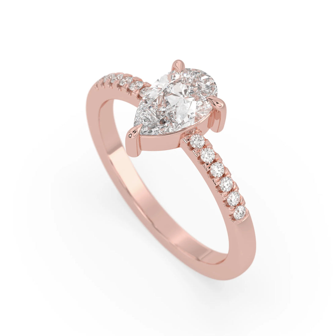 OctaPearl 1.5 ct Pear Lab Grown Diamond Pavé Engagement Ring