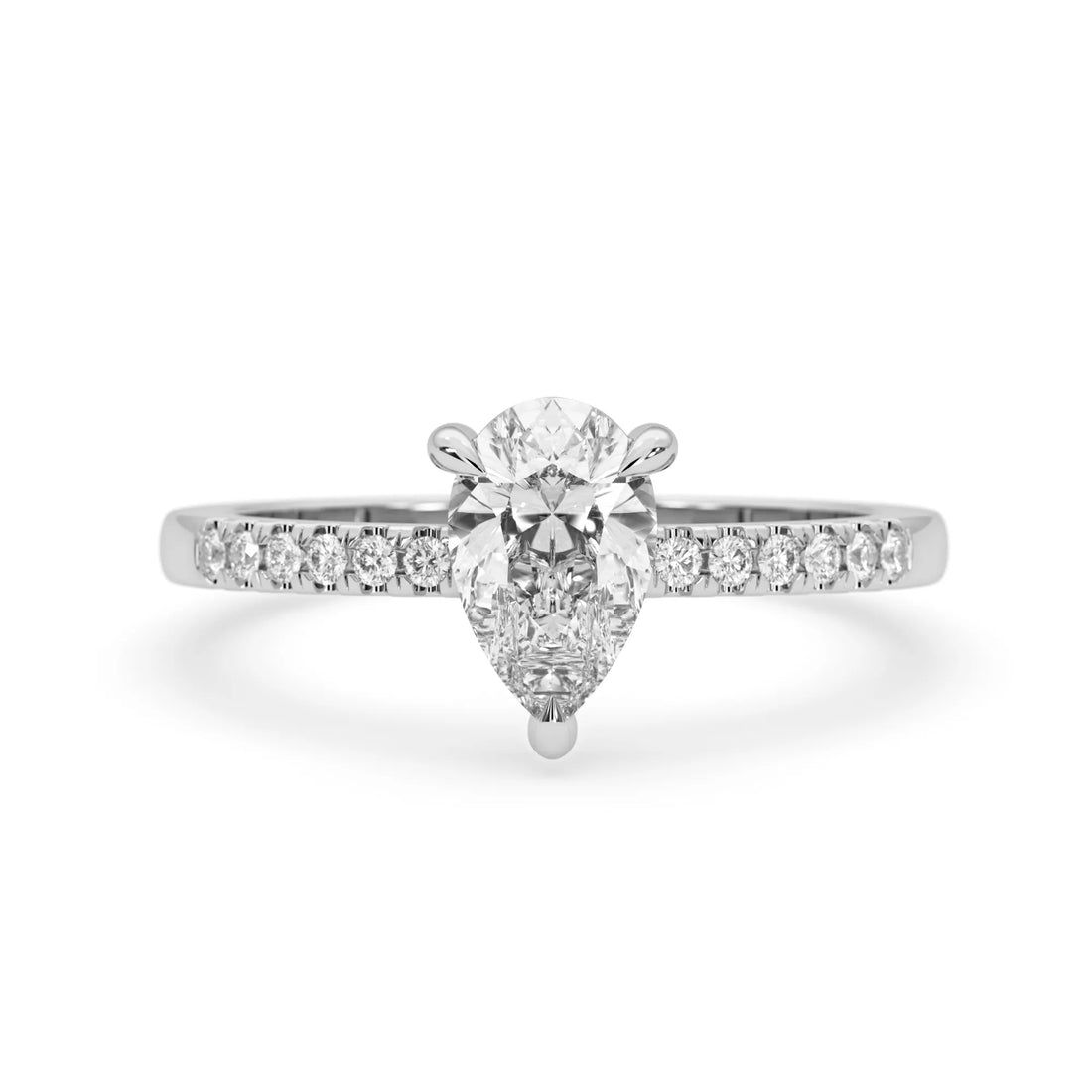 OctaPearl 1.5 ct Pear Lab Grown Diamond Pavé Engagement Ring