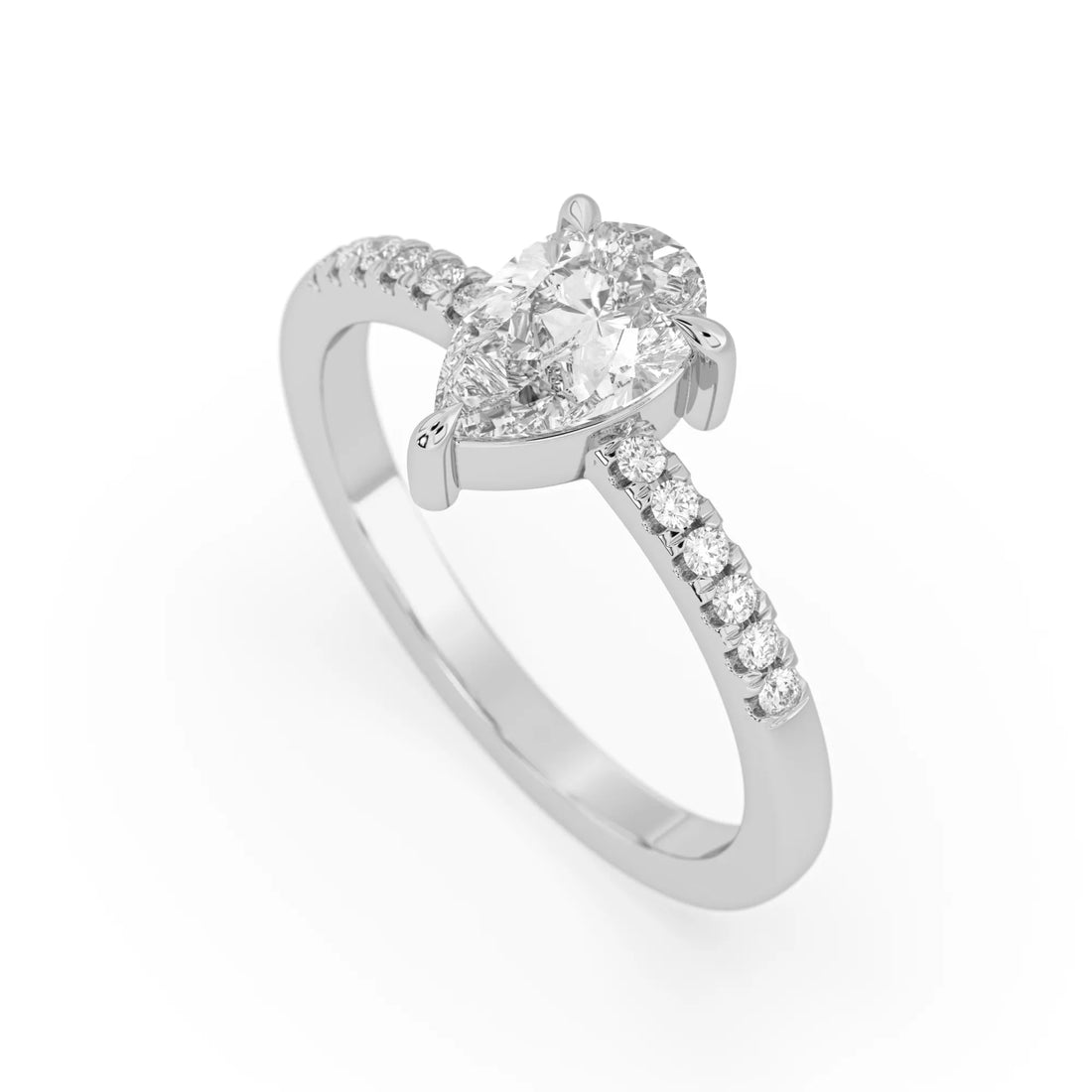 OctaPearl 1.5 ct Pear Lab Grown Diamond Pavé Engagement Ring