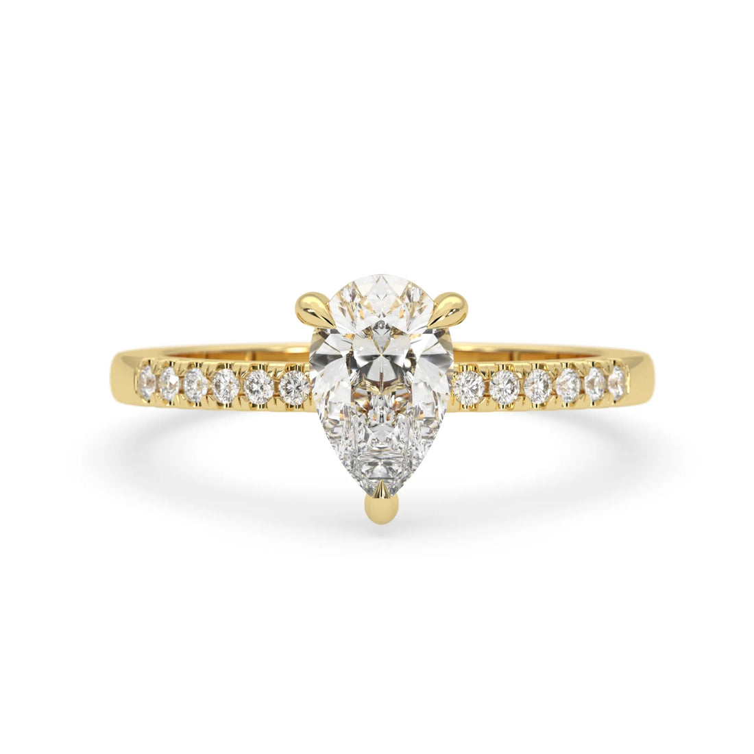 OctaPearl 1.5 ct Pear Lab Grown Diamond Pavé Engagement Ring