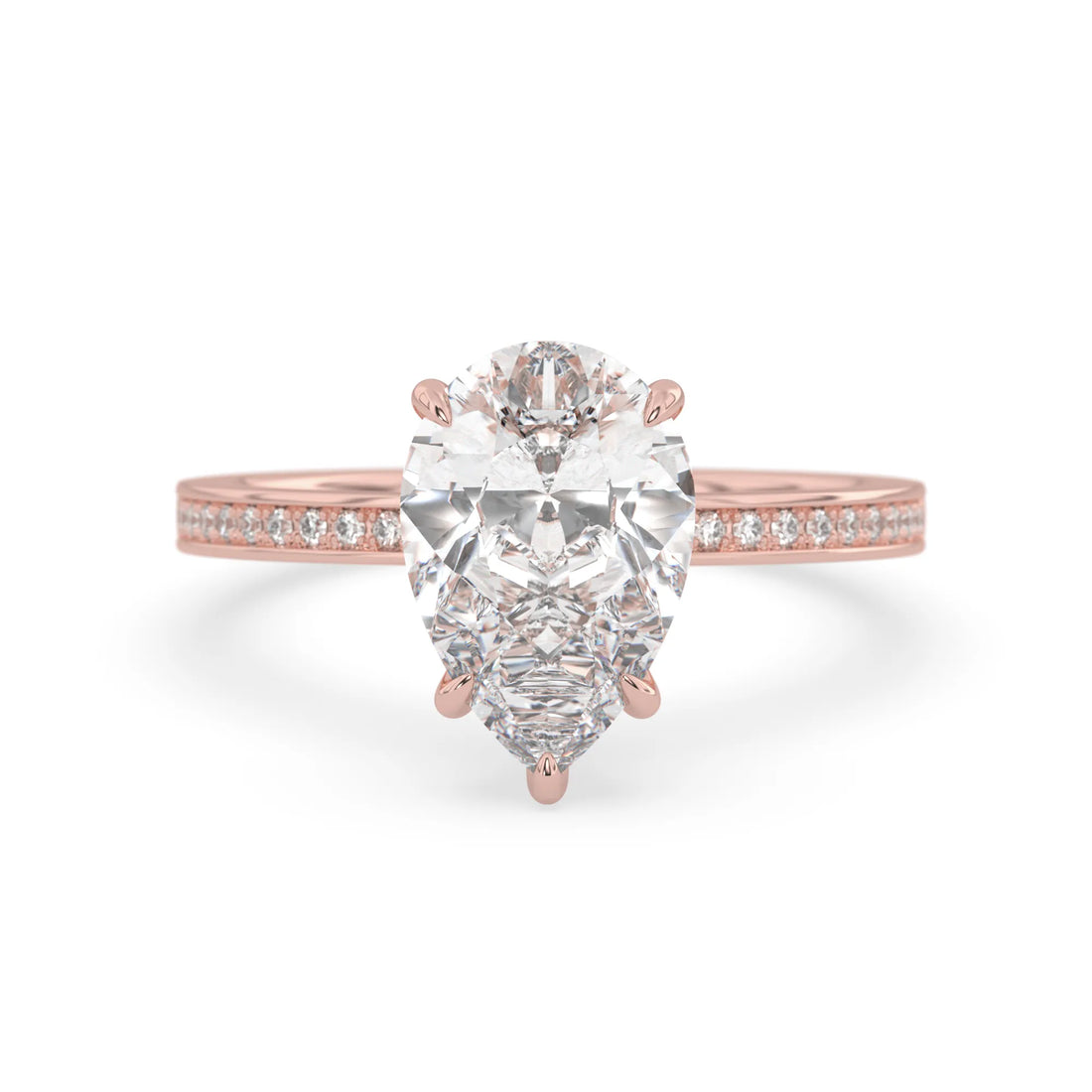 OctaPearl 3 ct Pear Lab Grown Diamond Pavé Engagement Ring