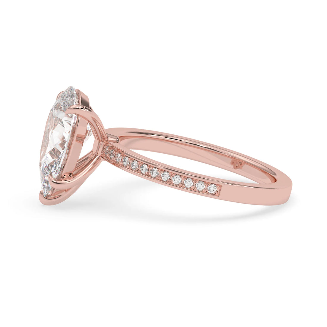 OctaPearl 3 ct Pear Lab Grown Diamond Pavé Engagement Ring