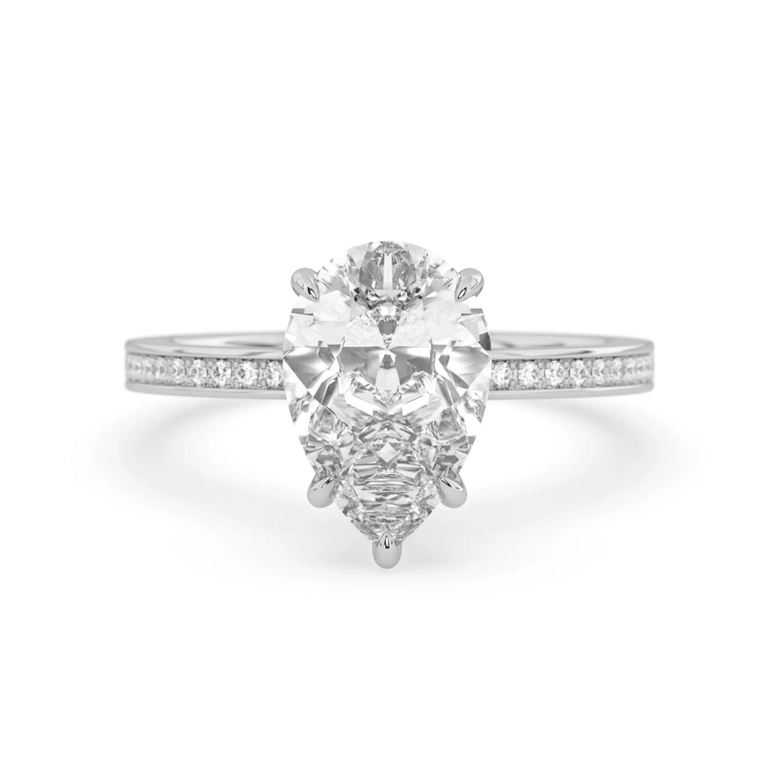 OctaPearl 3 ct Pear Lab Grown Diamond Pavé Engagement Ring