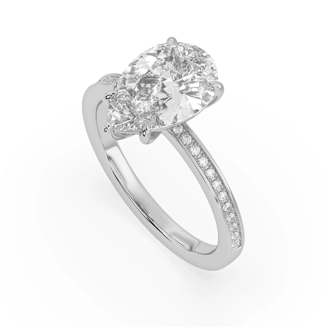 OctaPearl 3 ct Pear Lab Grown Diamond Pavé Engagement Ring