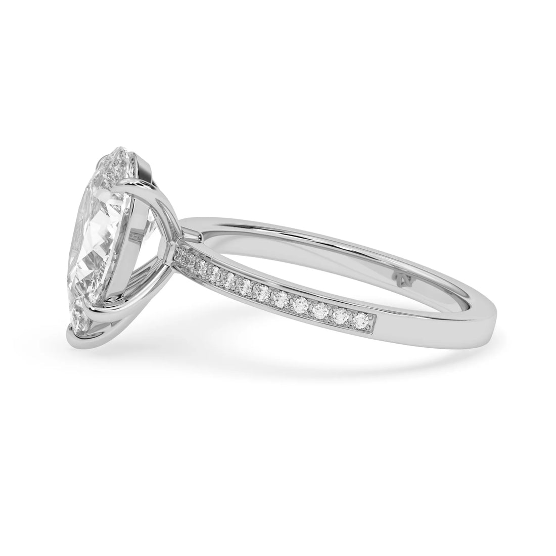 OctaPearl 3 ct Pear Lab Grown Diamond Pavé Engagement Ring