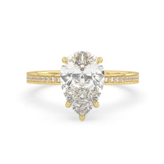 OctaPearl 3 ct Pear Lab Grown Diamond Pavé Engagement Ring