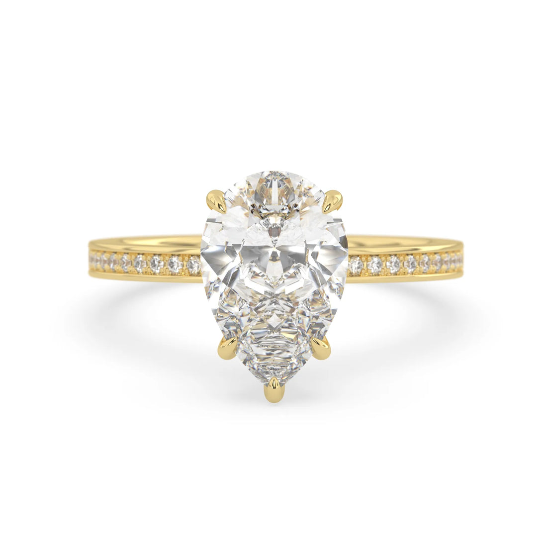 OctaPearl 3 ct Pear Lab Grown Diamond Pavé Engagement Ring