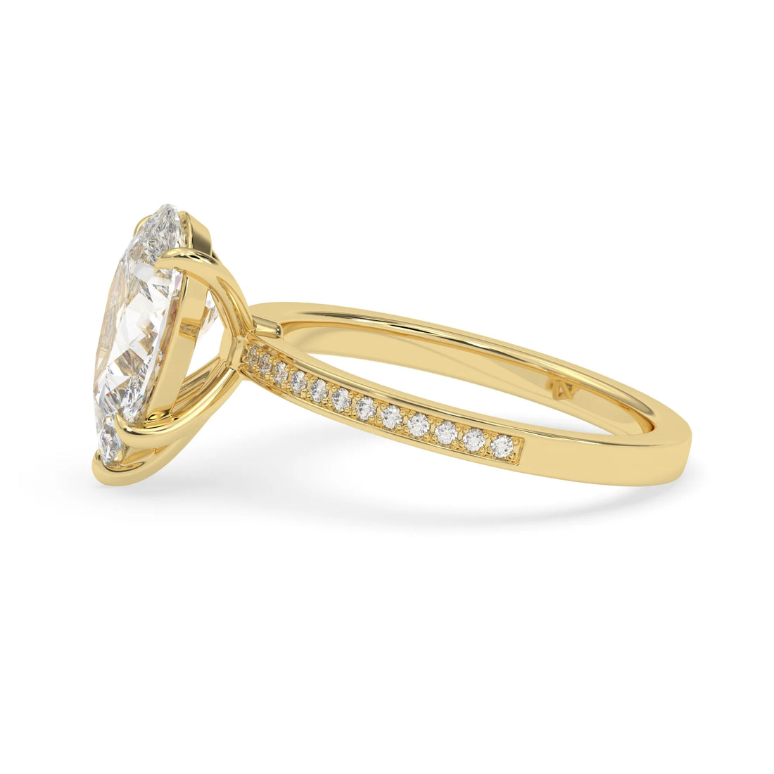 OctaPearl 3 ct Pear Lab Grown Diamond Pavé Engagement Ring