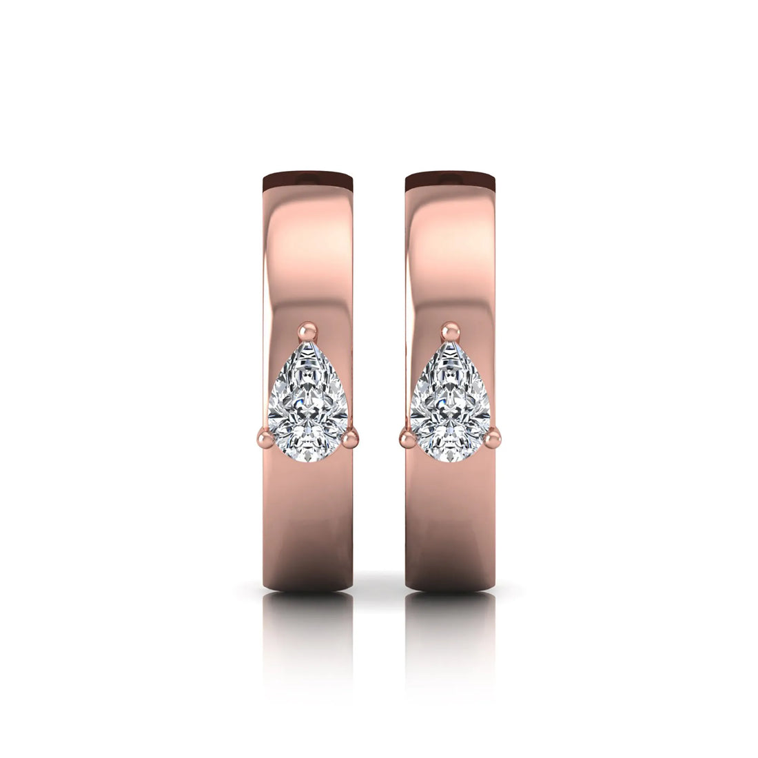 OctaPearl Pear Prong Set Lab Grown Diamond Huggie Hoop Earrings