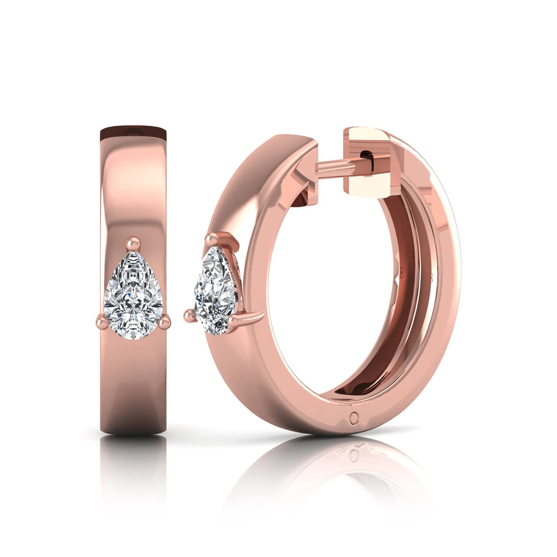 OctaPearl Pear Prong Set Lab Grown Diamond Huggie Hoop Earrings