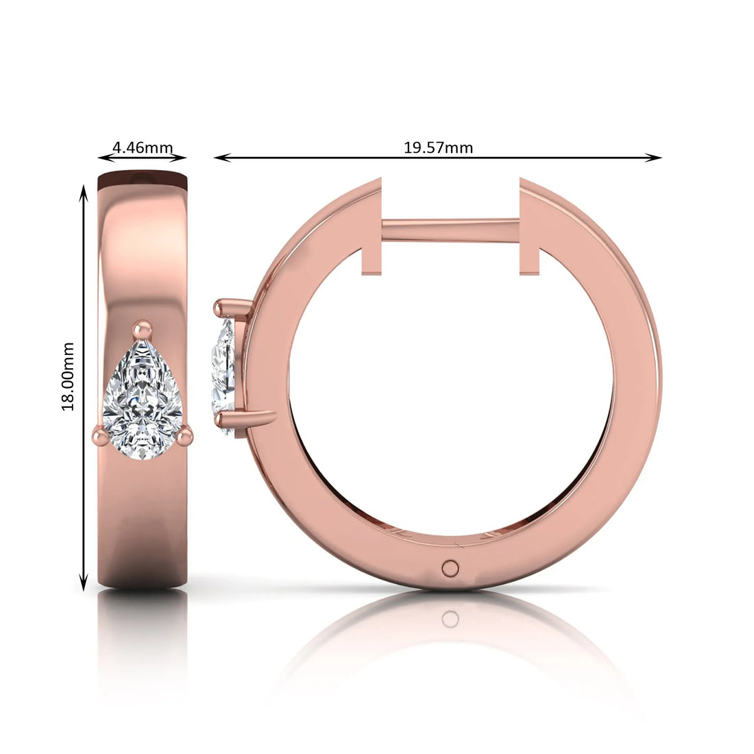 OctaPearl Pear Prong Set Lab Grown Diamond Huggie Hoop Earrings