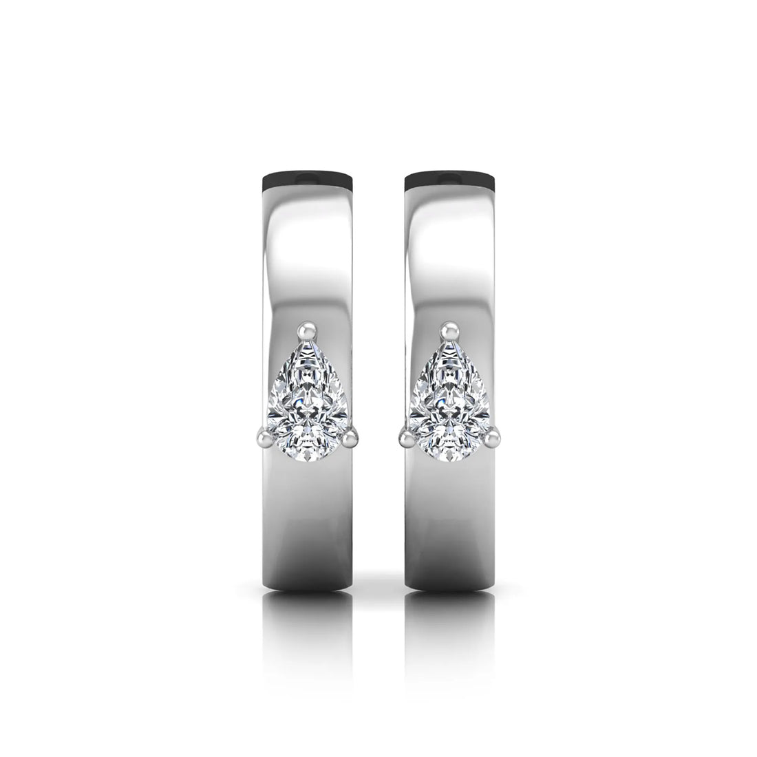 OctaPearl Pear Prong Set Lab Grown Diamond Huggie Hoop Earrings