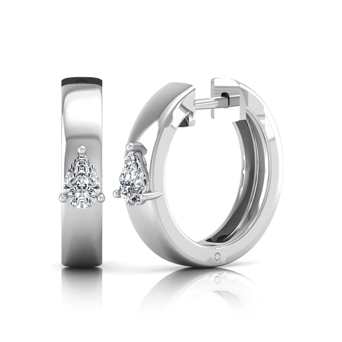 OctaPearl Pear Prong Set Lab Grown Diamond Huggie Hoop Earrings