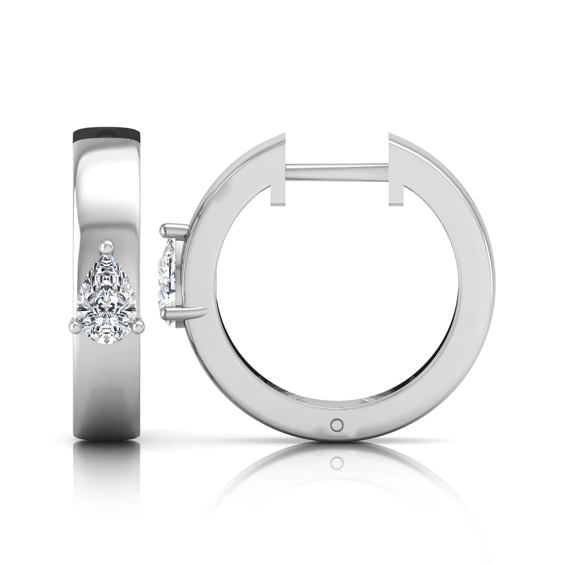 OctaPearl Pear Prong Set Lab Grown Diamond Huggie Hoop Earrings