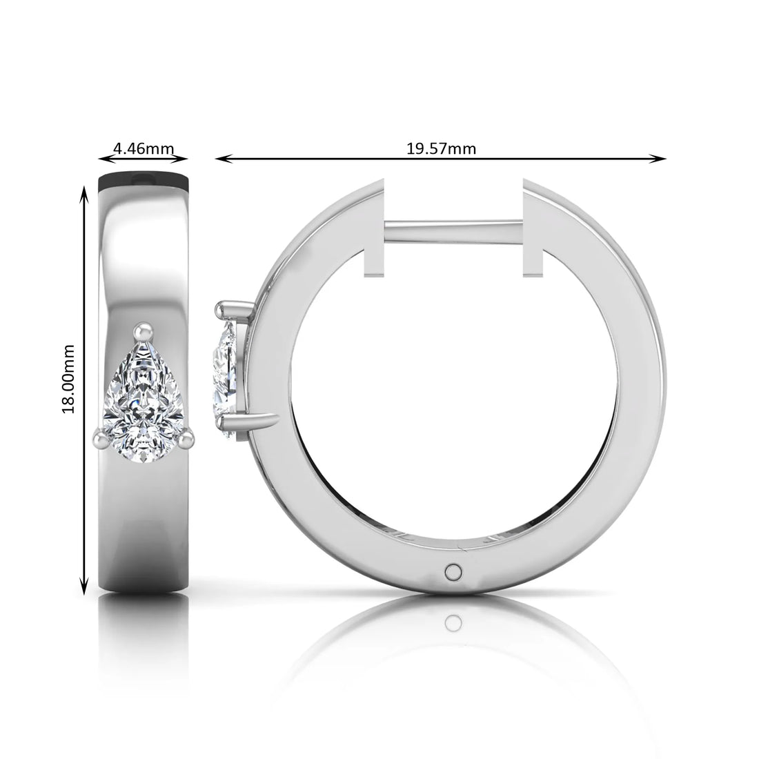 OctaPearl Pear Prong Set Lab Grown Diamond Huggie Hoop Earrings