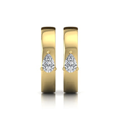 OctaPearl Pear Prong Set Lab Grown Diamond Huggie Hoop Earrings - alternate view