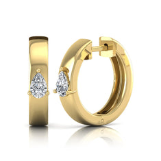 OctaPearl Pear Prong Set Lab Grown Diamond Huggie Hoop Earrings