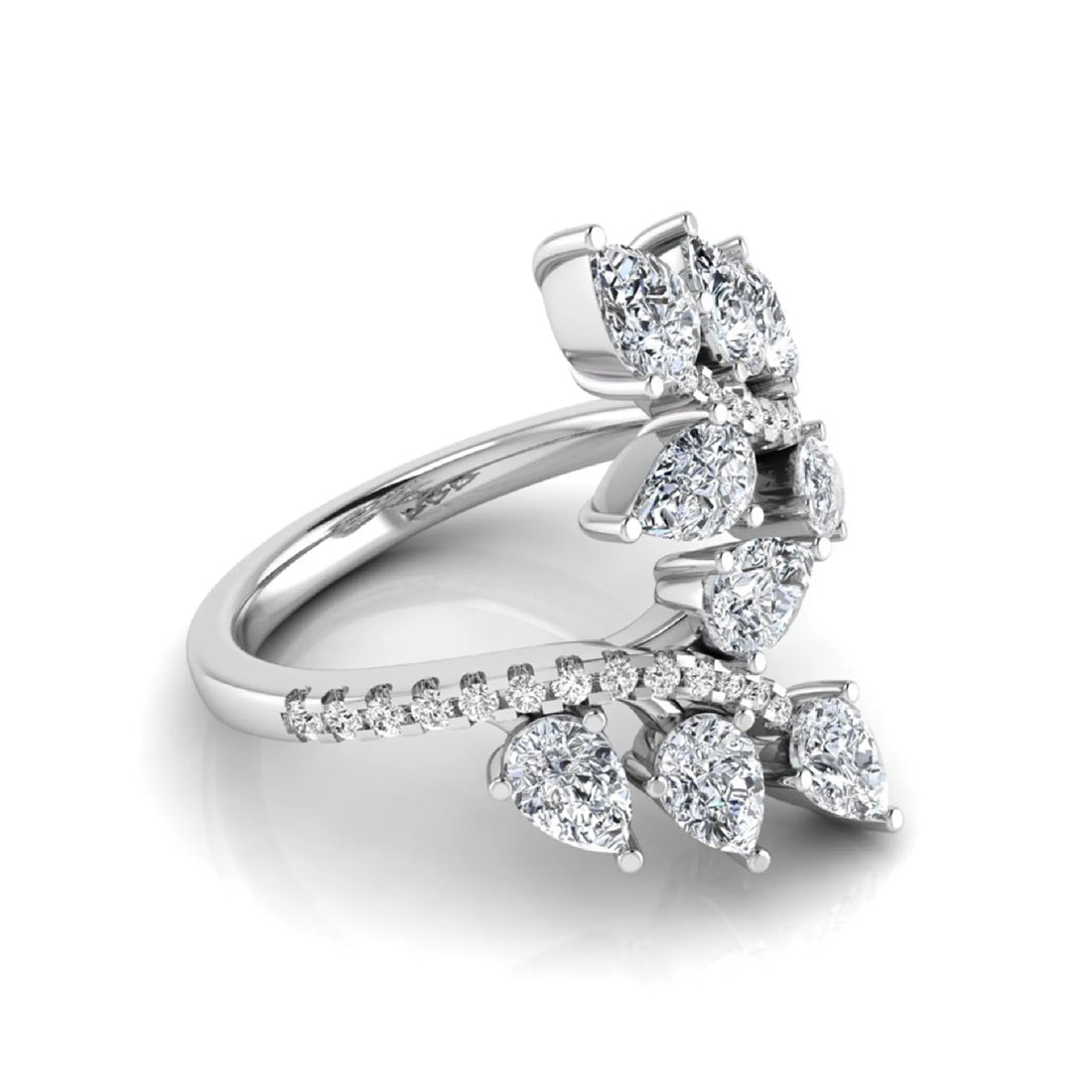 OctaPearl Nature Inspire Lab Grown Diamond Floral Leaf Cluster Bypass Ring