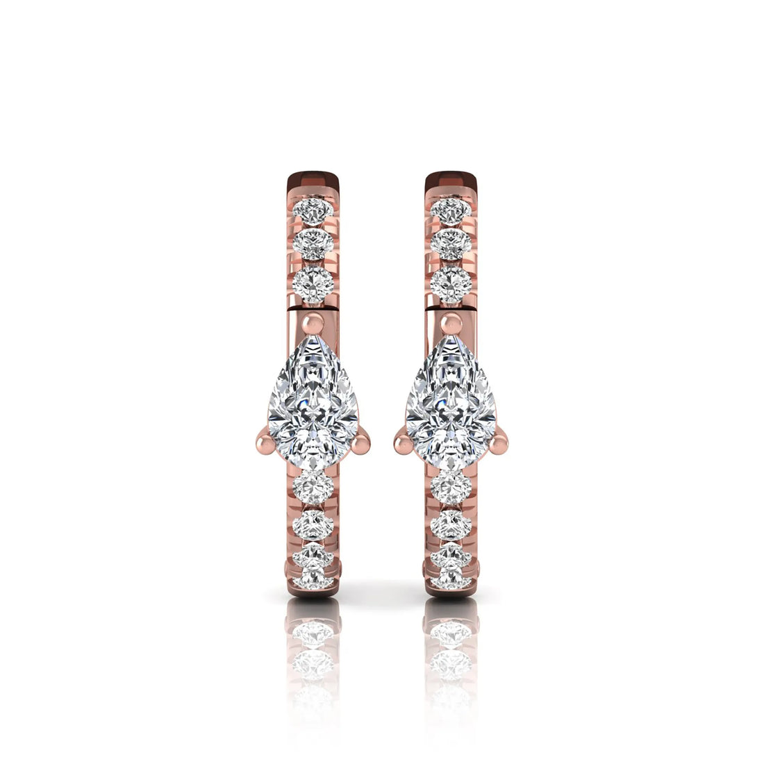 OctaPearl Pear & Round Pavé Lab Grown Diamond Huggie Hoop Earrings