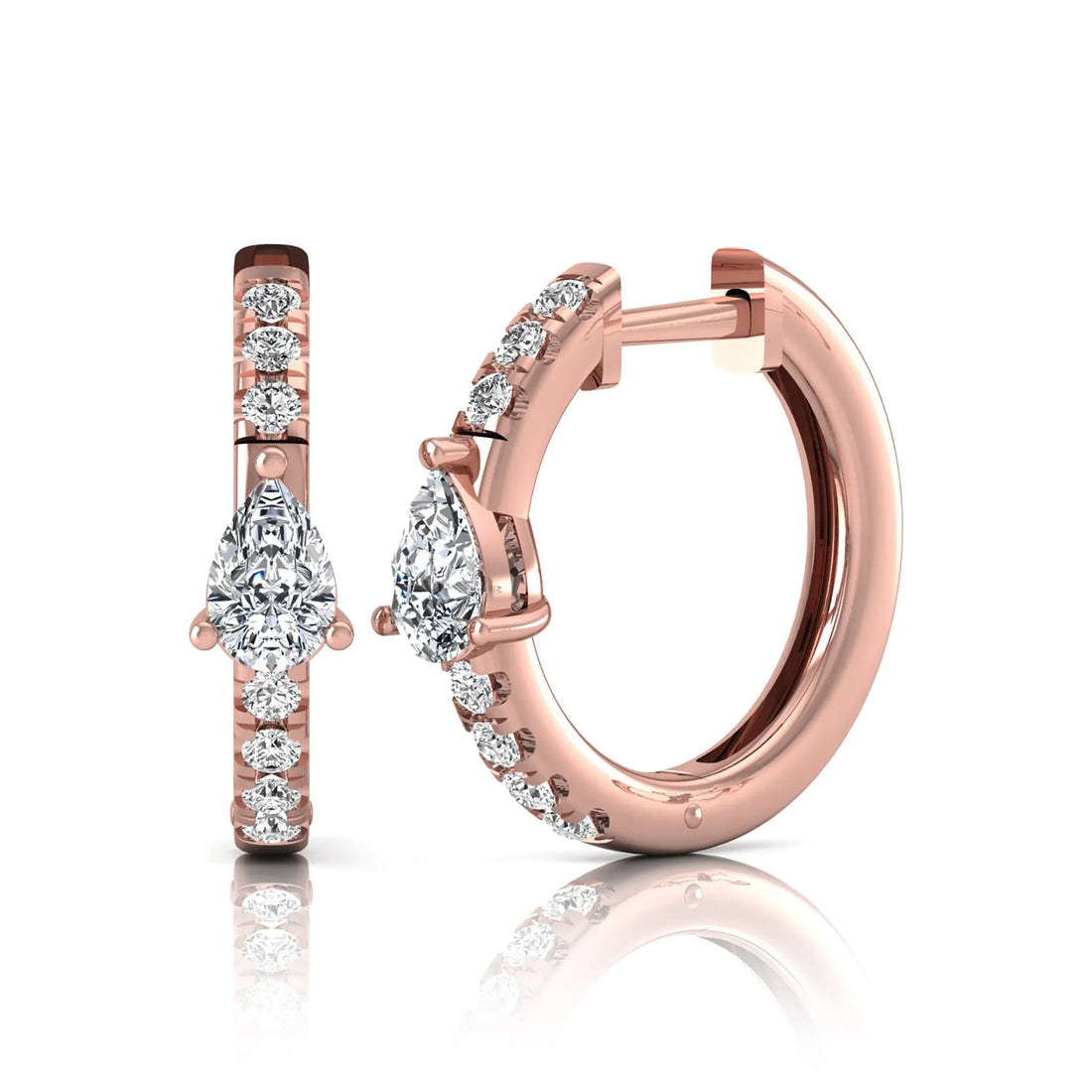 OctaPearl Pear & Round Pavé Lab Grown Diamond Huggie Hoop Earrings