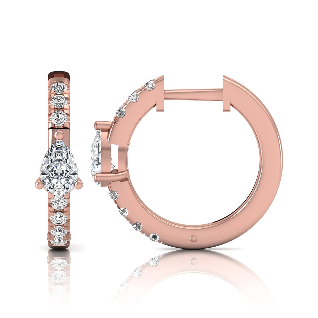 OctaPearl Pear & Round Pavé Lab Grown Diamond Huggie Hoop Earrings