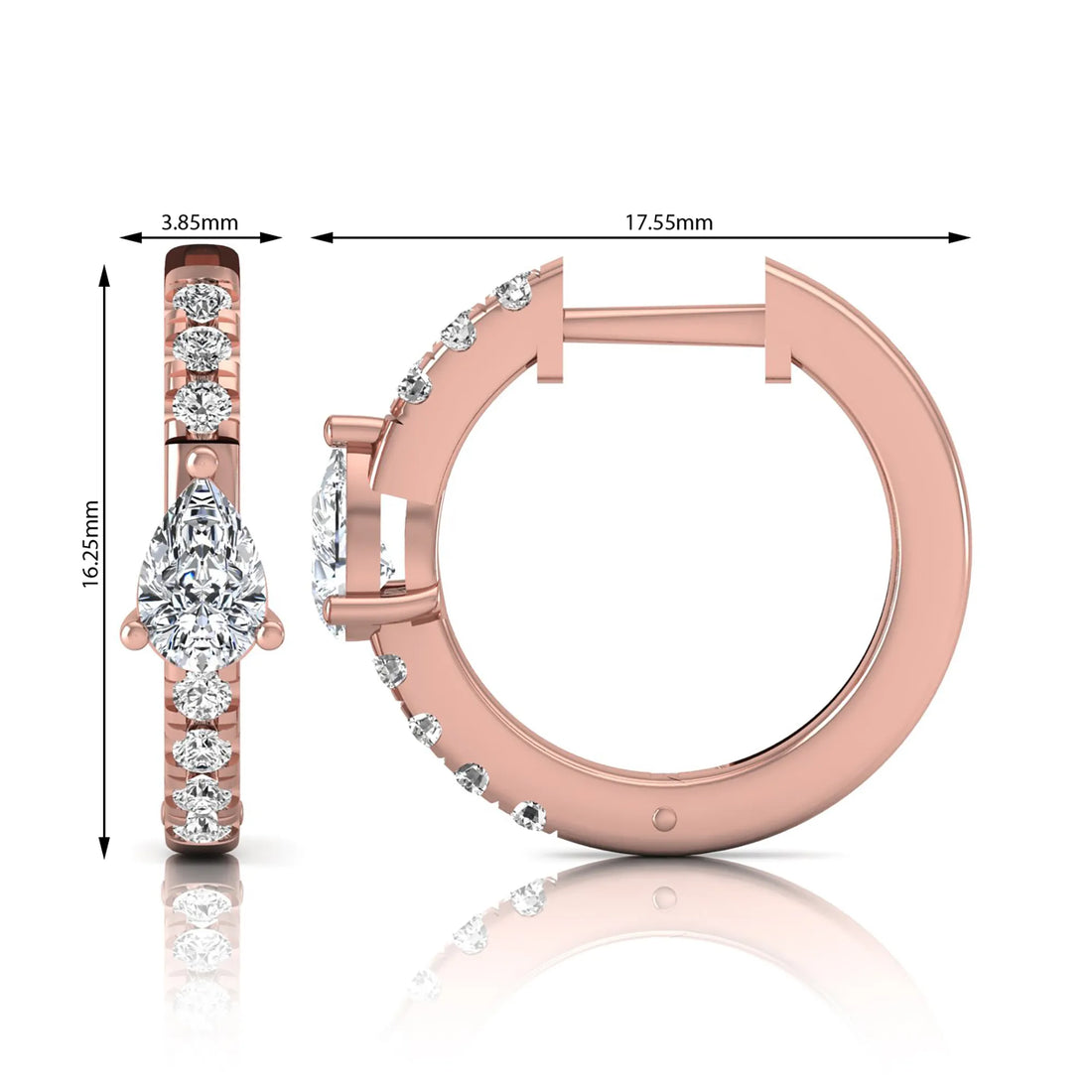 OctaPearl Pear & Round Pavé Lab Grown Diamond Huggie Hoop Earrings