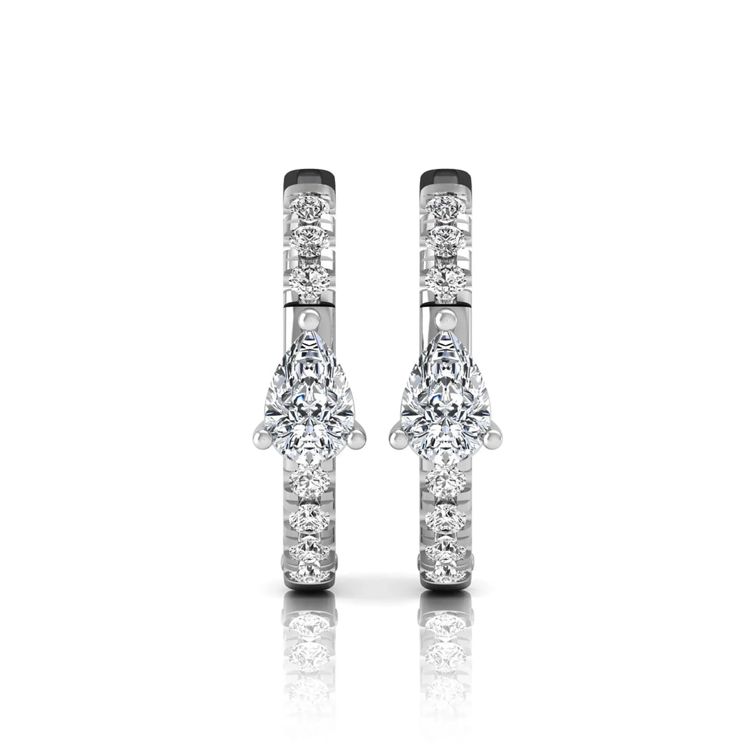 OctaPearl Pear & Round Pavé Lab Grown Diamond Huggie Hoop Earrings