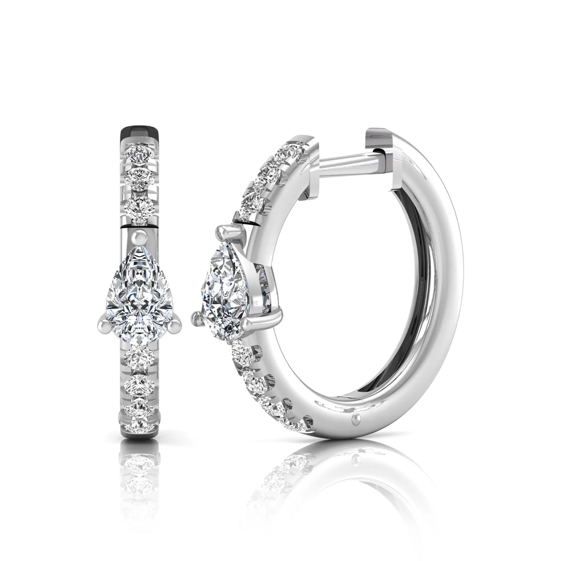 OctaPearl Pear & Round Pavé Lab Grown Diamond Huggie Hoop Earrings