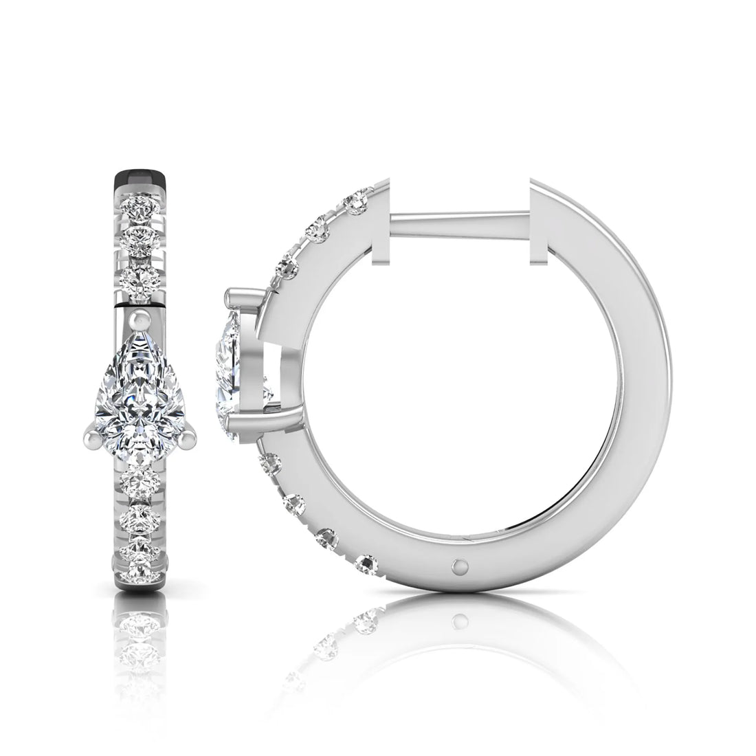 OctaPearl Pear & Round Pavé Lab Grown Diamond Huggie Hoop Earrings