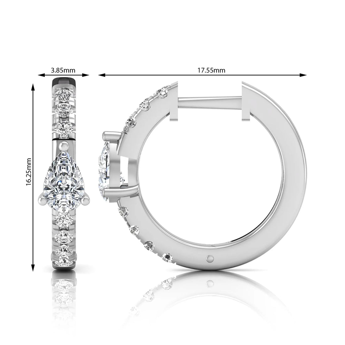 OctaPearl Pear & Round Pavé Lab Grown Diamond Huggie Hoop Earrings
