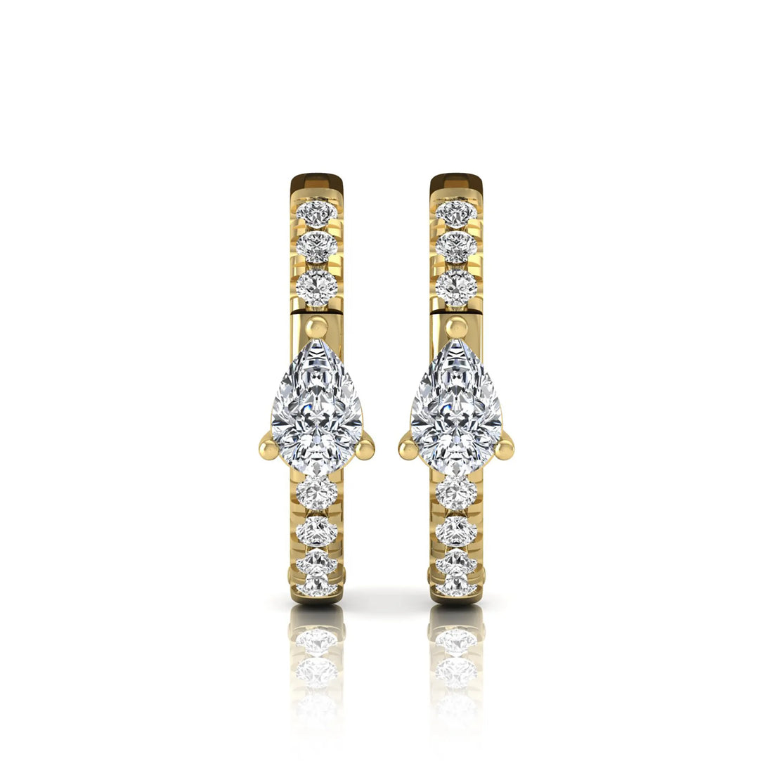 OctaPearl Pear & Round Pavé Lab Grown Diamond Huggie Hoop Earrings
