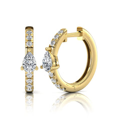 OctaPearl Pear & Round Pavé Lab Grown Diamond Huggie Hoop Earrings