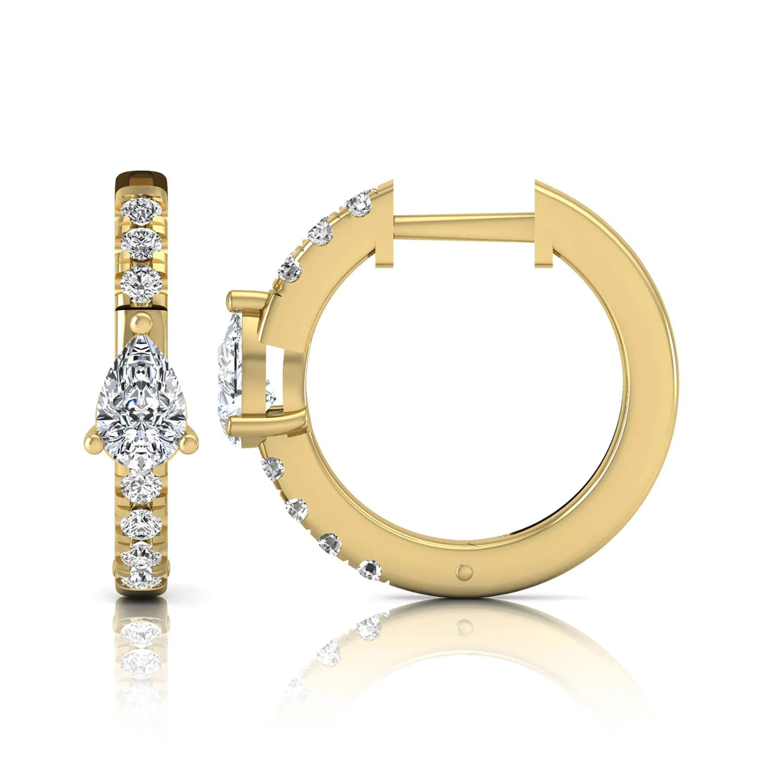 OctaPearl Pear & Round Pavé Lab Grown Diamond Huggie Hoop Earrings