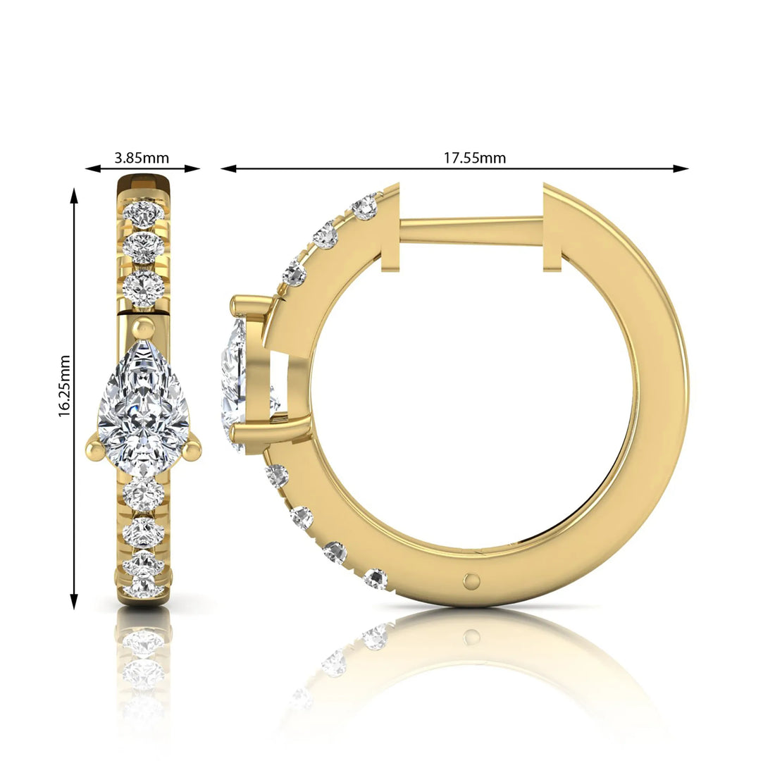 OctaPearl Pear & Round Pavé Lab Grown Diamond Huggie Hoop Earrings