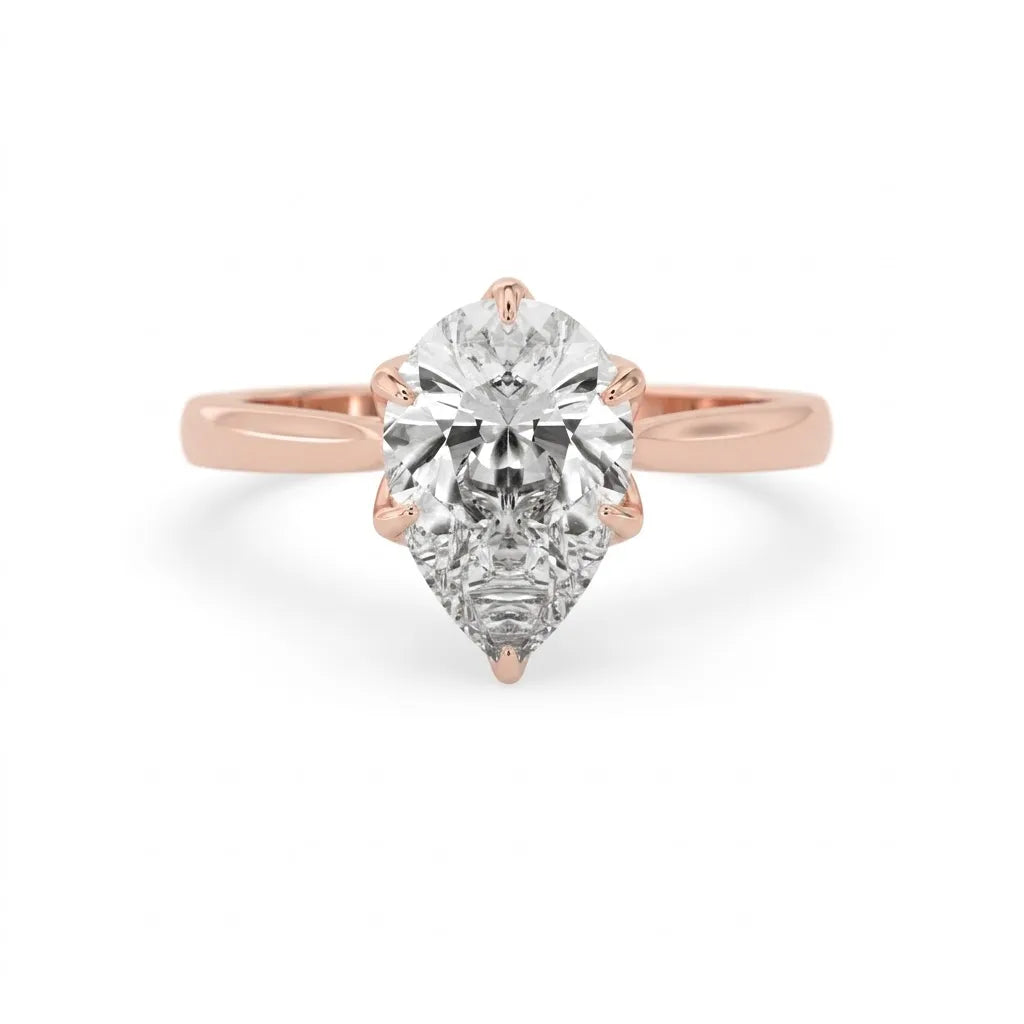 OctaPearl 3 ct Pear Cut Solitaire Lab Grown Diamond Engagement Ring