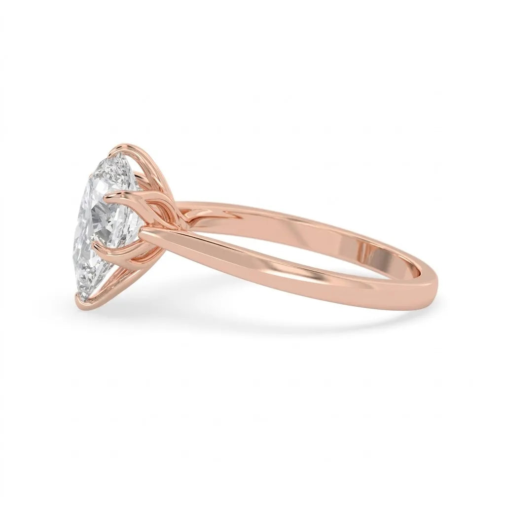 OctaPearl 3 ct Pear Cut Solitaire Lab Grown Diamond Engagement Ring