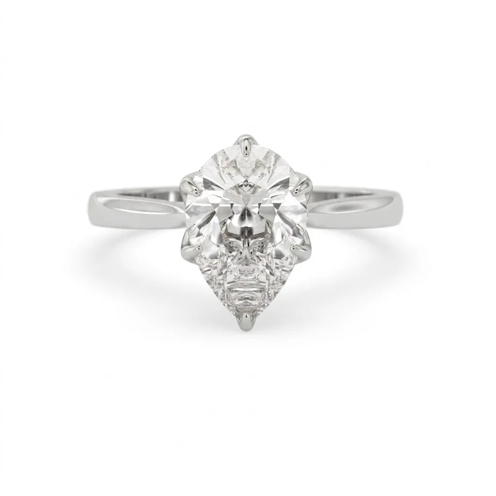 OctaPearl 3 ct Pear Cut Solitaire Lab Grown Diamond Engagement Ring