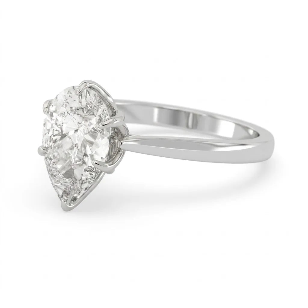 OctaPearl 3 ct Pear Cut Solitaire Lab Grown Diamond Engagement Ring