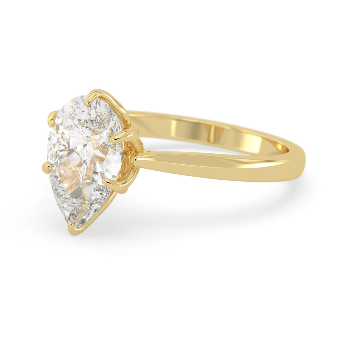 OctaPearl 3 ct Pear Cut Solitaire Lab Grown Diamond Engagement Ring