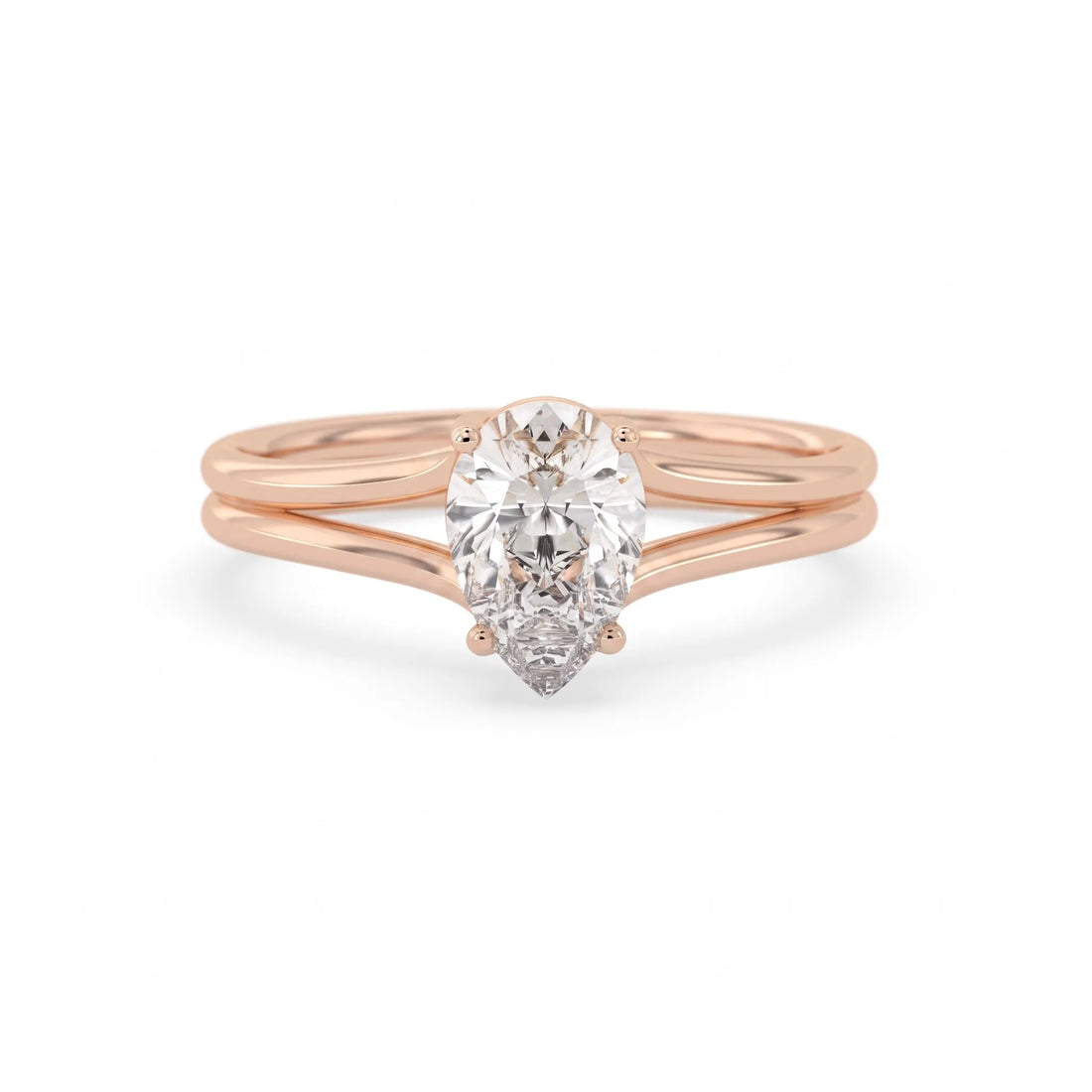 OctaPearl 1.5 ct Pear Lab Grown Diamond Solitaire Split Shank Engagement Ring