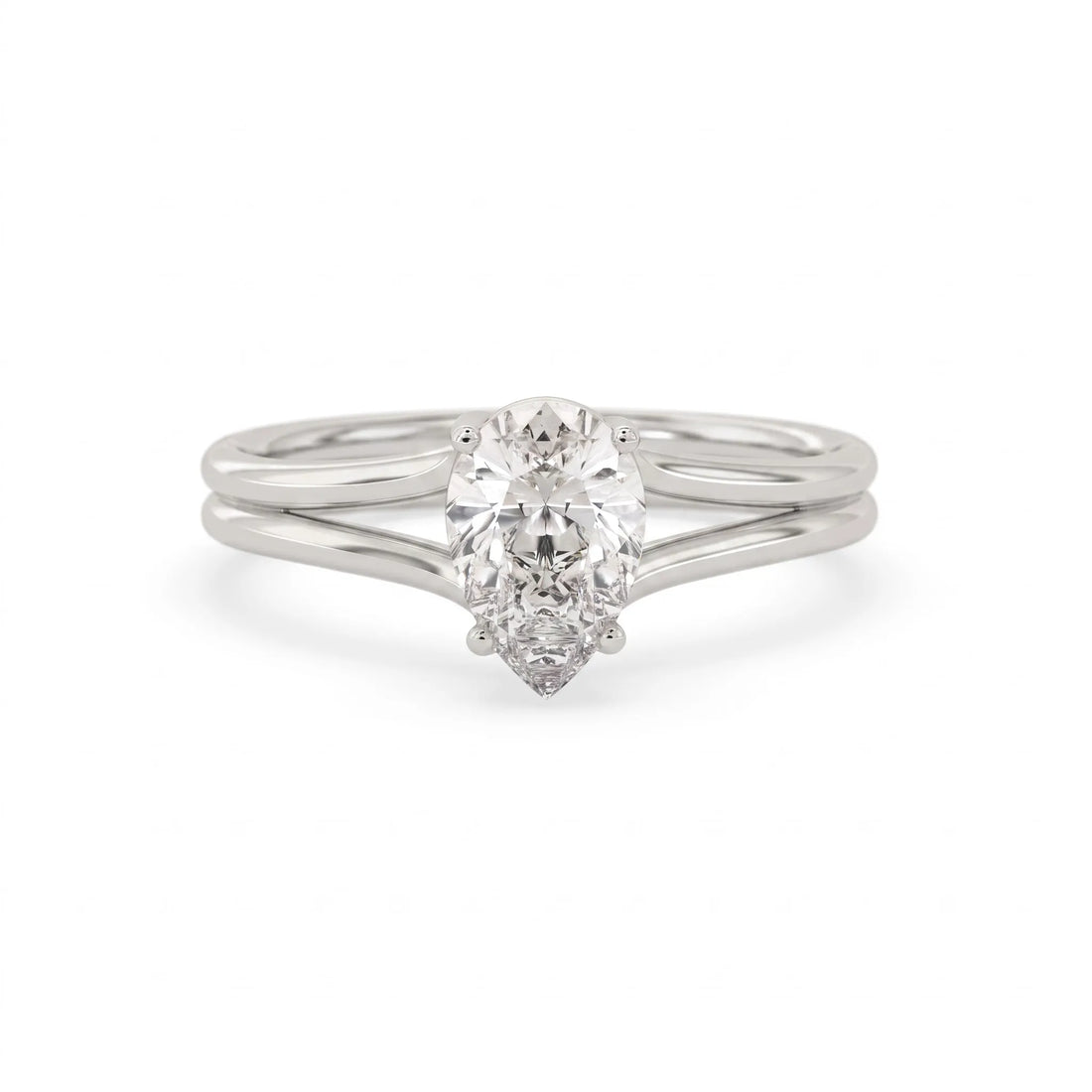 OctaPearl 1.5 ct Pear Lab Grown Diamond Solitaire Split Shank Engagement Ring