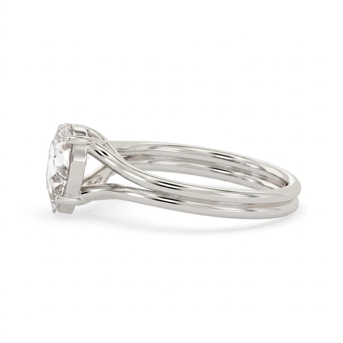 OctaPearl 1.5 ct Pear Lab Grown Diamond Solitaire Split Shank Engagement Ring
