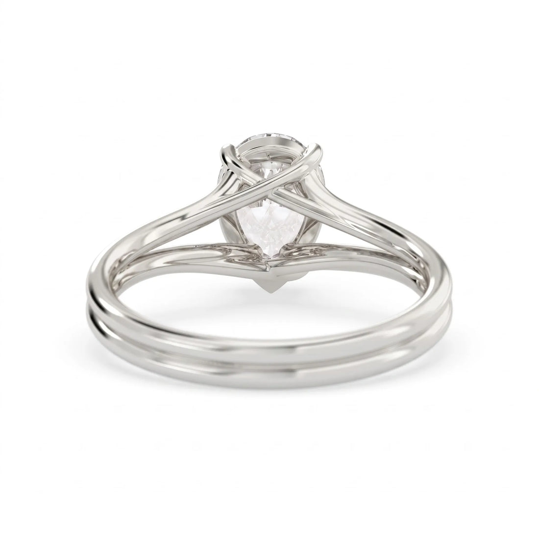 OctaPearl 1.5 ct Pear Lab Grown Diamond Solitaire Split Shank Engagement Ring