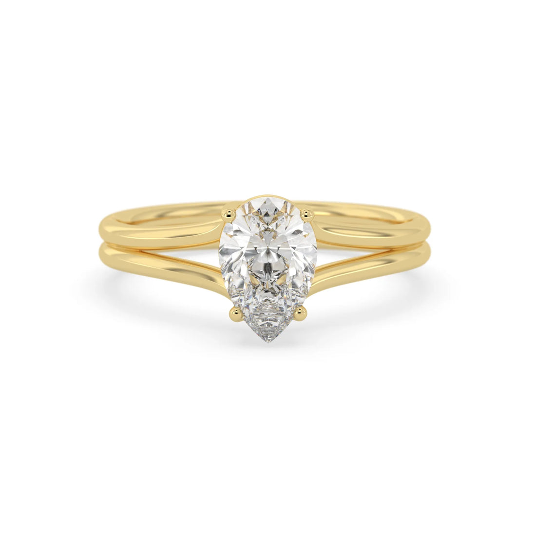 OctaPearl 1.5 ct Pear Lab Grown Diamond Solitaire Split Shank Engagement Ring