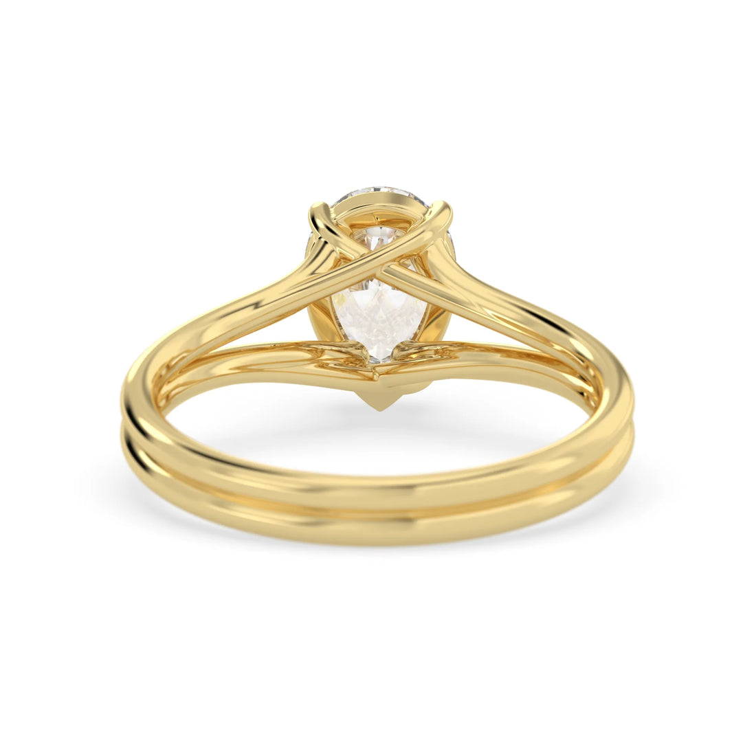 OctaPearl 1.5 ct Pear Lab Grown Diamond Solitaire Split Shank Engagement Ring