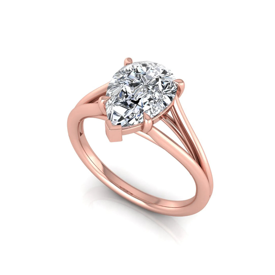 OctaPearl 2 ct Pear Solitaire Split Shank Lab Grown Diamond Engagement Ring