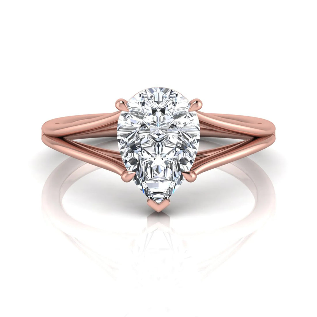 OctaPearl 2 ct Pear Solitaire Split Shank Lab Grown Diamond Engagement Ring